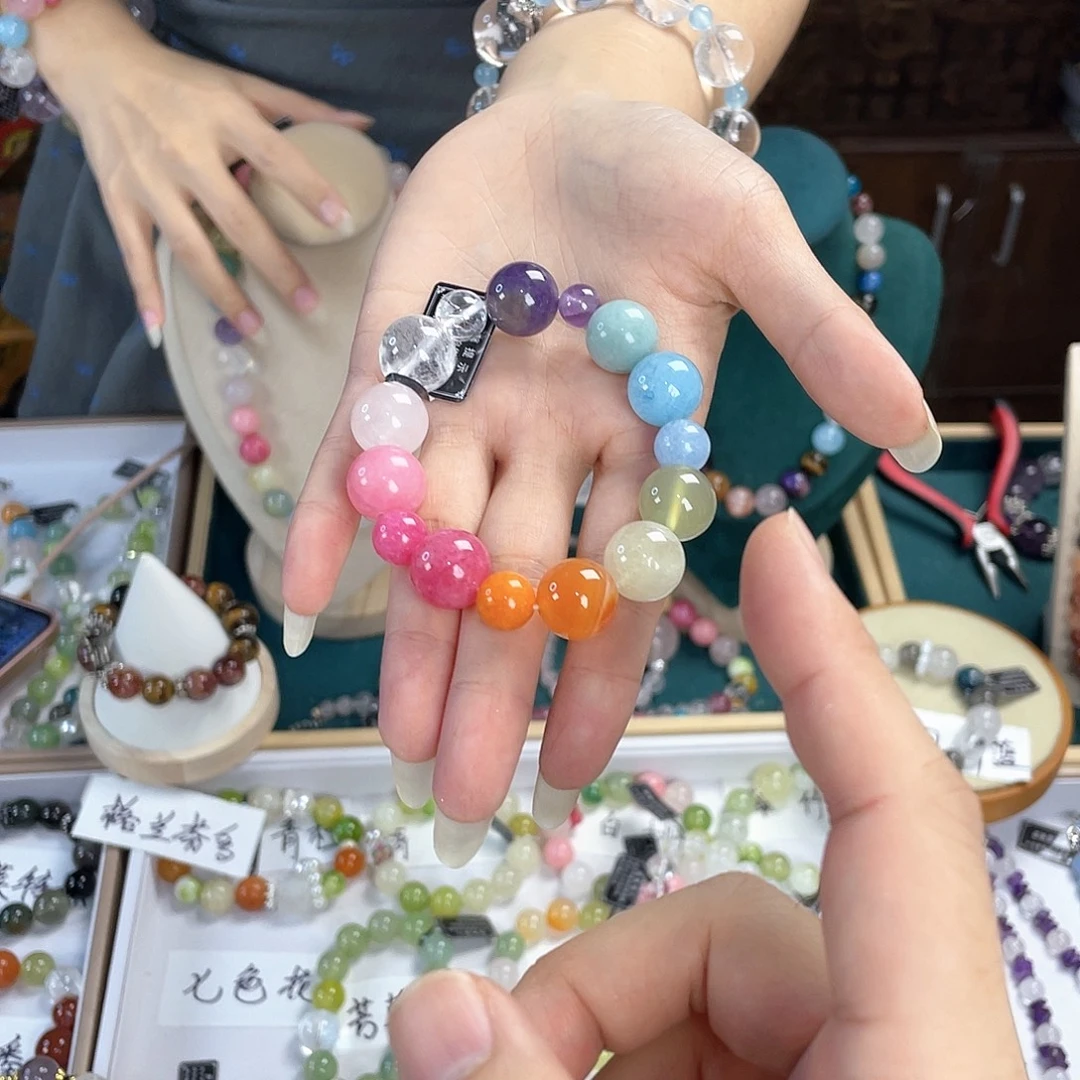 水晶手链银S925镀金镶嵌