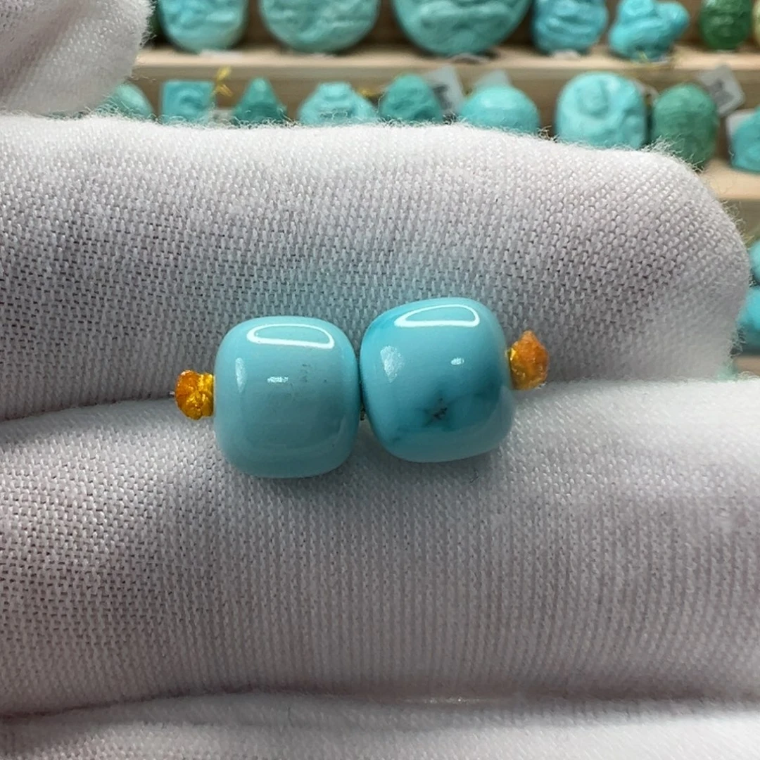 未镶嵌绿松石老型对珠8.7x7.6mm