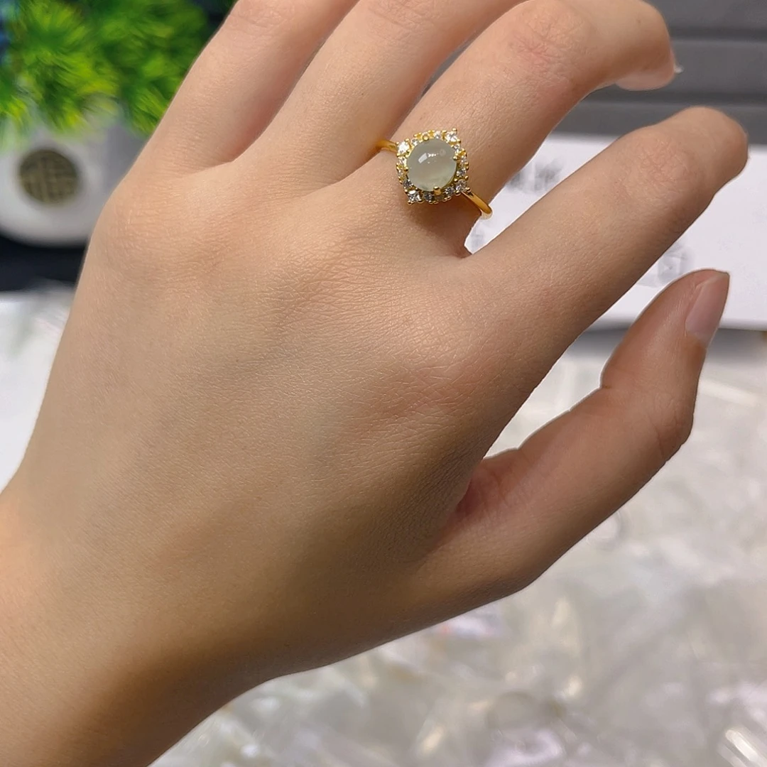 翡翠戒指银S925镶嵌我