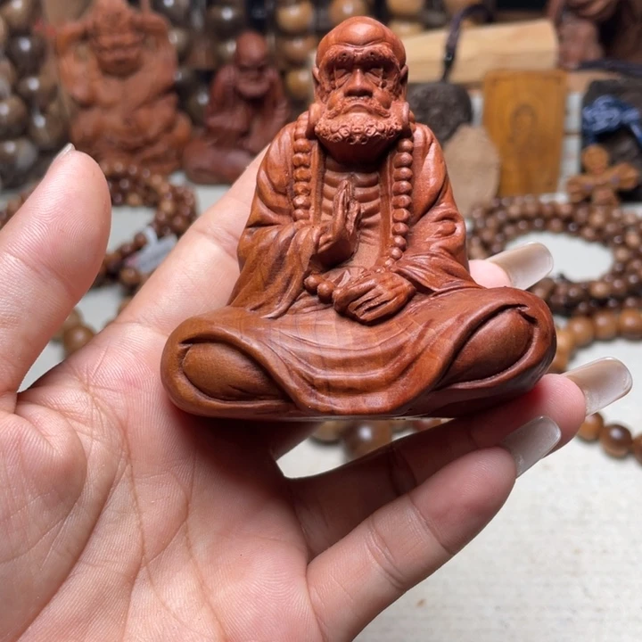 檀香木把件檀香达摩瑕疵