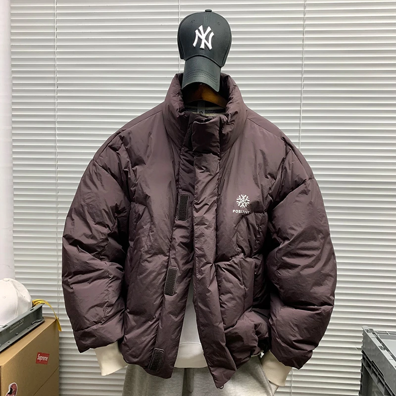 冬季新款立领防风保暖羽绒服外套男士休闲宽松百搭潮牌高街面包服