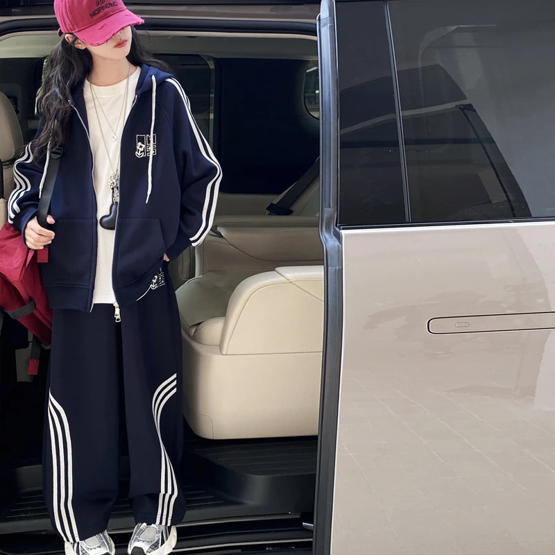 女童春秋款韩版休闲秋季卫衣运动服套装中大童时髦洋气儿童秋装潮