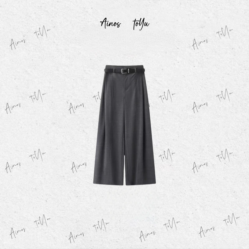 【送腰带】艾家商场同款2025夏秋季新品高腰直筒阔腿裤休闲裤女3098