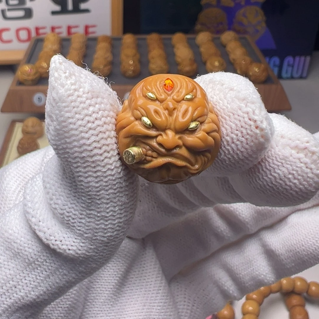 文玩核桃手串冷*程镶嵌铜管五目烟鬼18左右尺寸有正常封口线