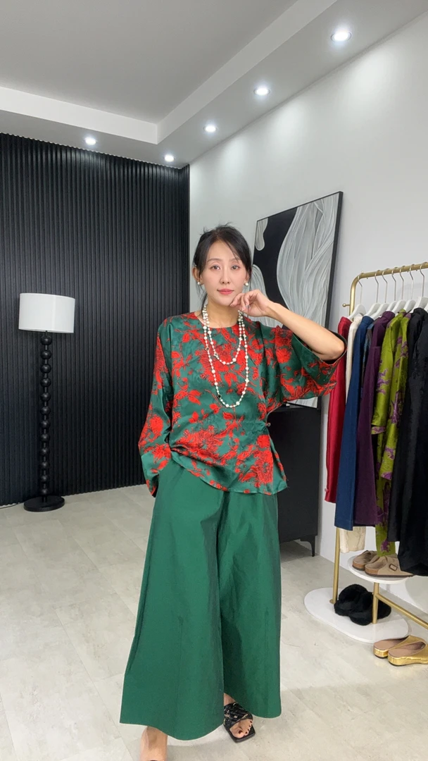 炫云裳高级感新中式早秋人丝百搭斜襟国风上衣