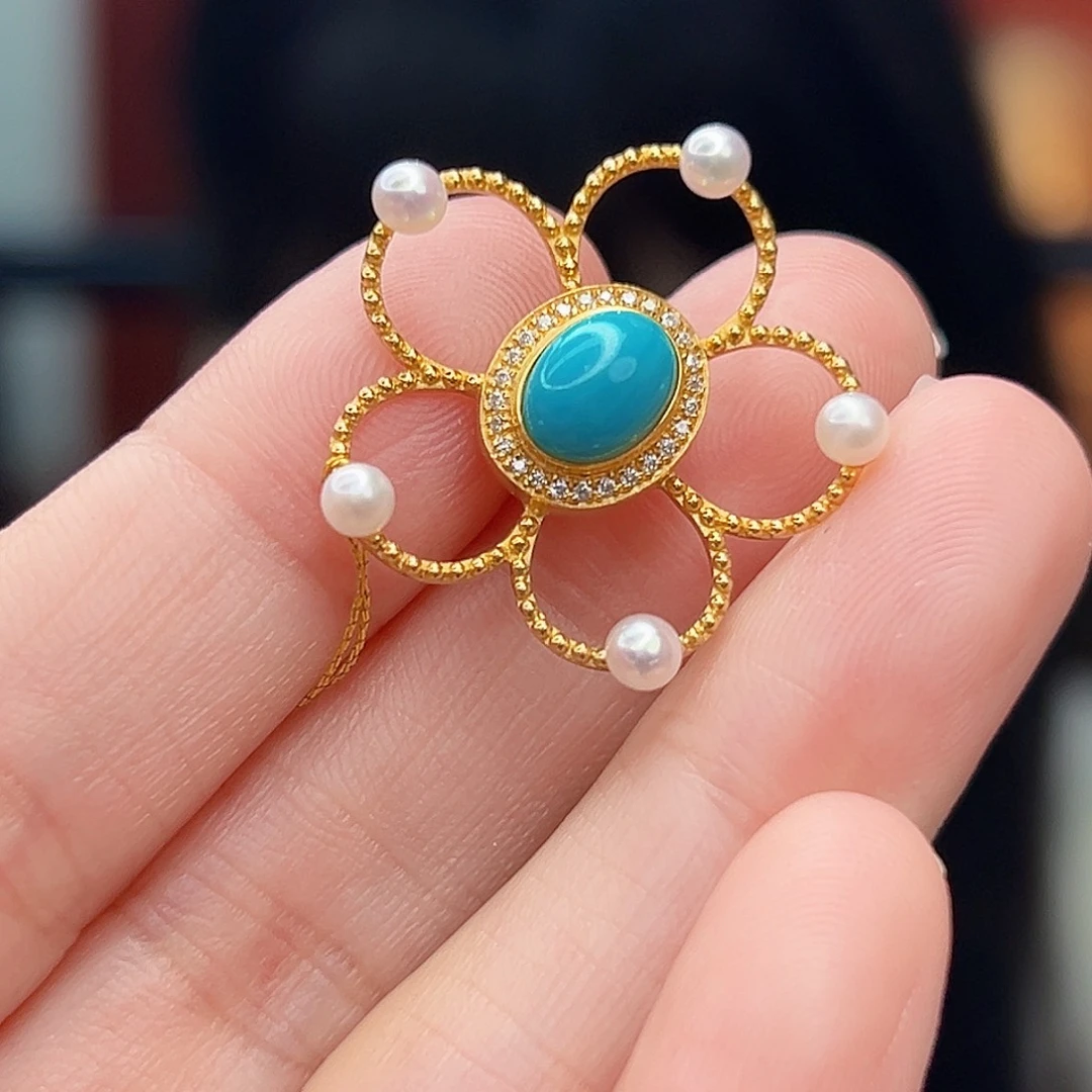 18K金镶嵌绿松石珠宝奇石