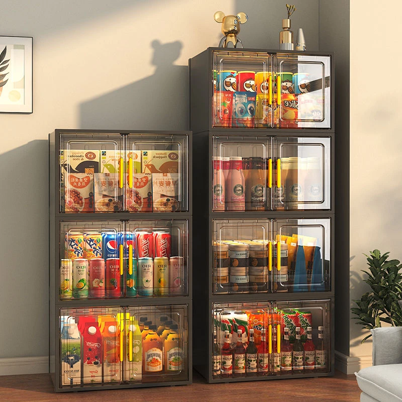 客厅收纳柜家用杂物零食大容量多层储物柜衣服玩具靠墙落地置物柜