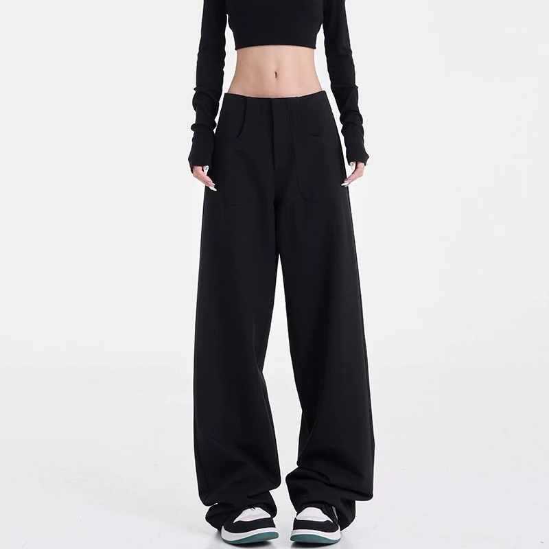 KENSTUDIO春夏新款黑色直筒西装裤百搭宽松显瘦休闲裤裤子阔腿裤