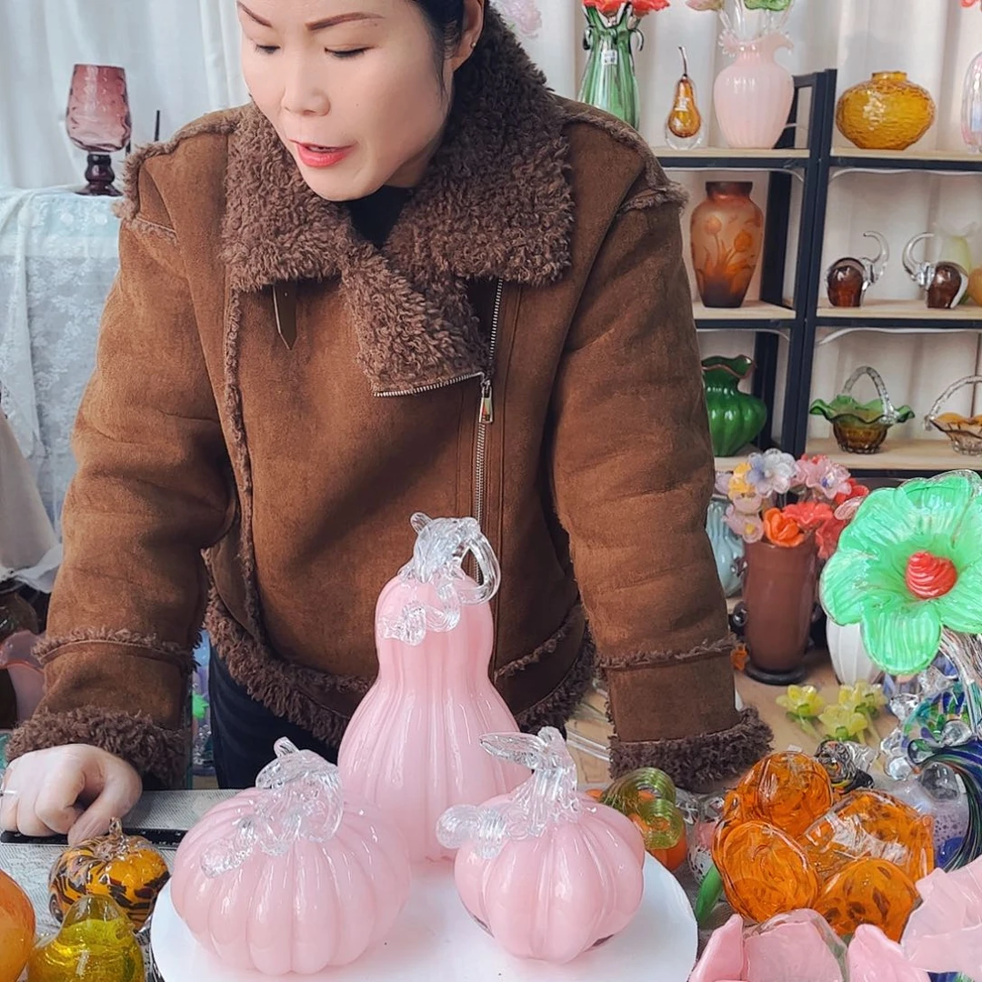 粉南瓜3件套 家悦琉璃工艺品