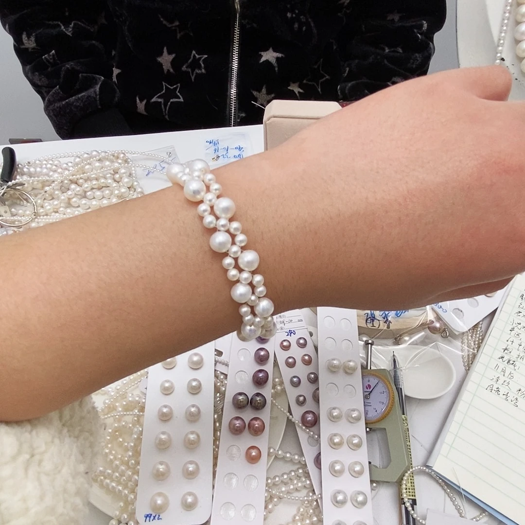 淡水珍珠珍珠手链银S925镶嵌