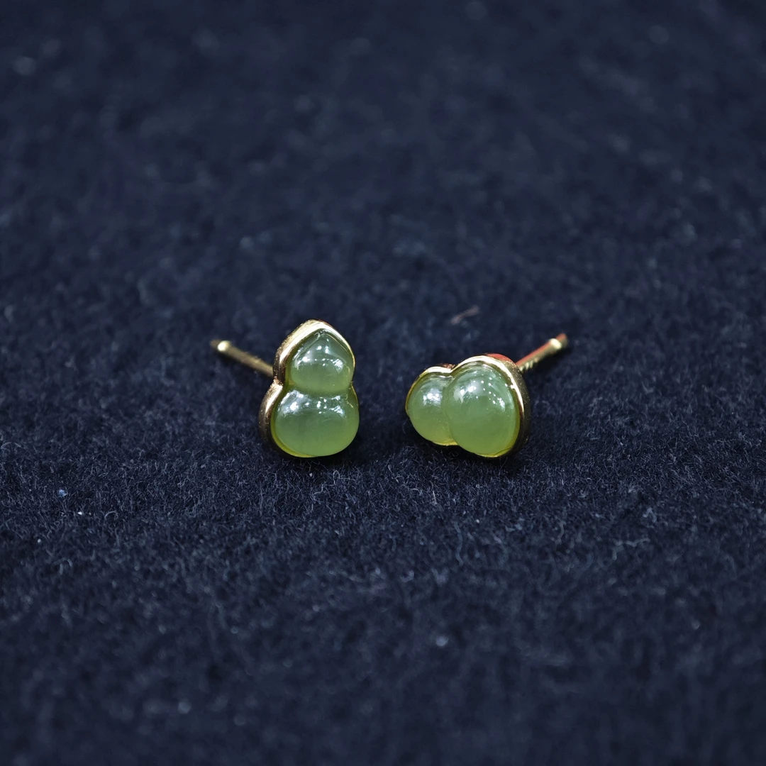 晶匠（只卖头货）s925碧玉葫芦耳钉 多样性发一  简约