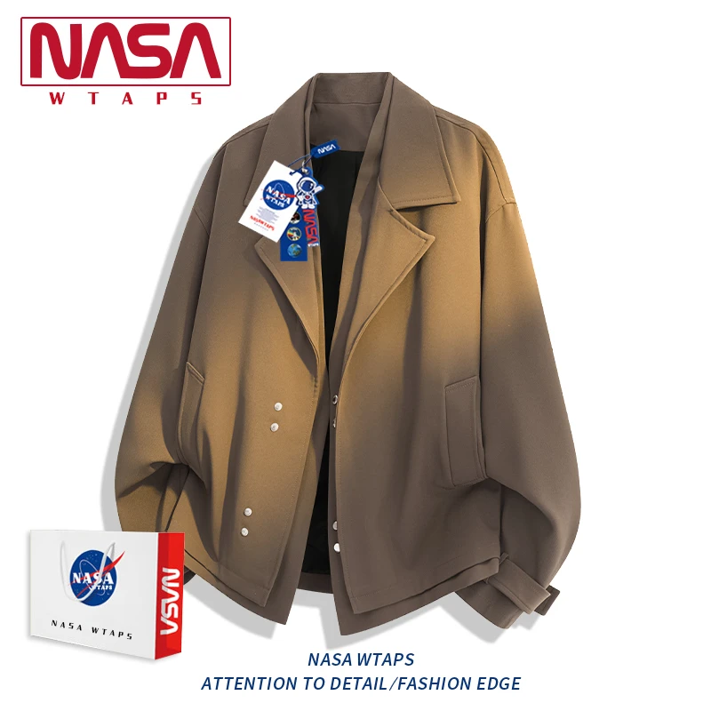 NASA WTAPS老钱风假两件休闲西装夹克男款春秋高级感痞帅宽松外套