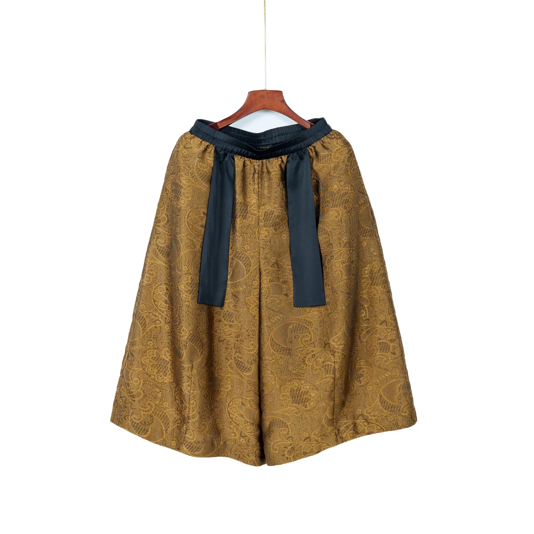 朱总原创设计锦墨七分裤女士2025款国风新中式宽松阔腿裤子XZK014