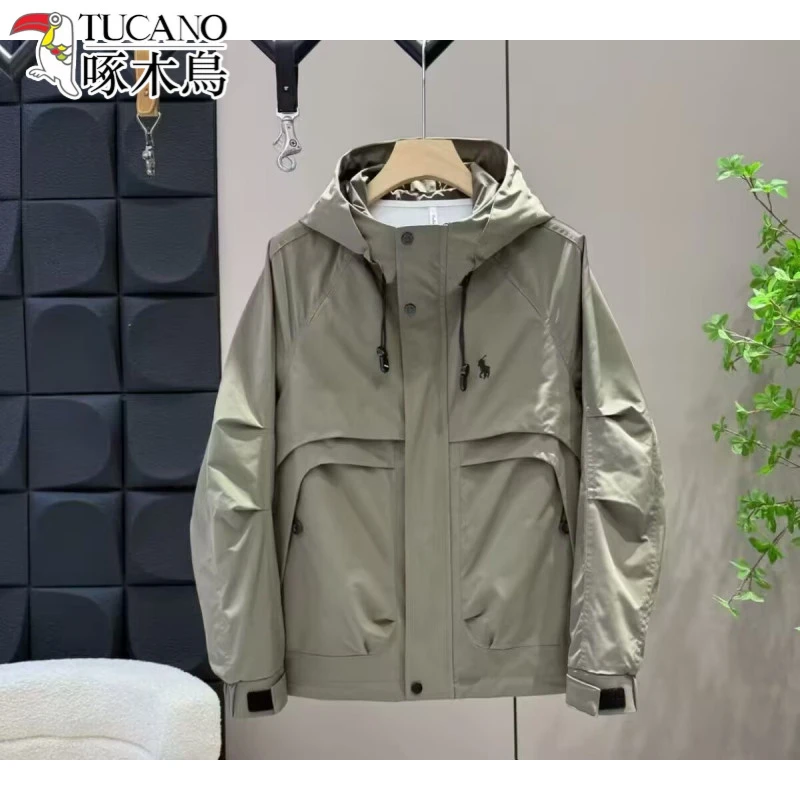 新款美式男孩常规款防风连帽长袖务工易夹克秋季运动外套百搭夹克