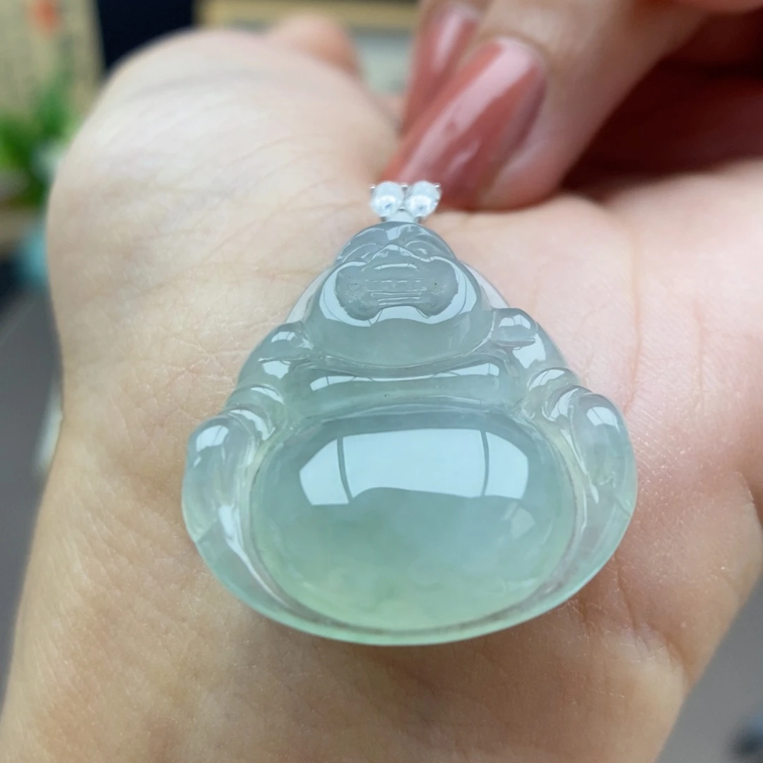 翡翠18K金镶嵌颈饰吊坠18