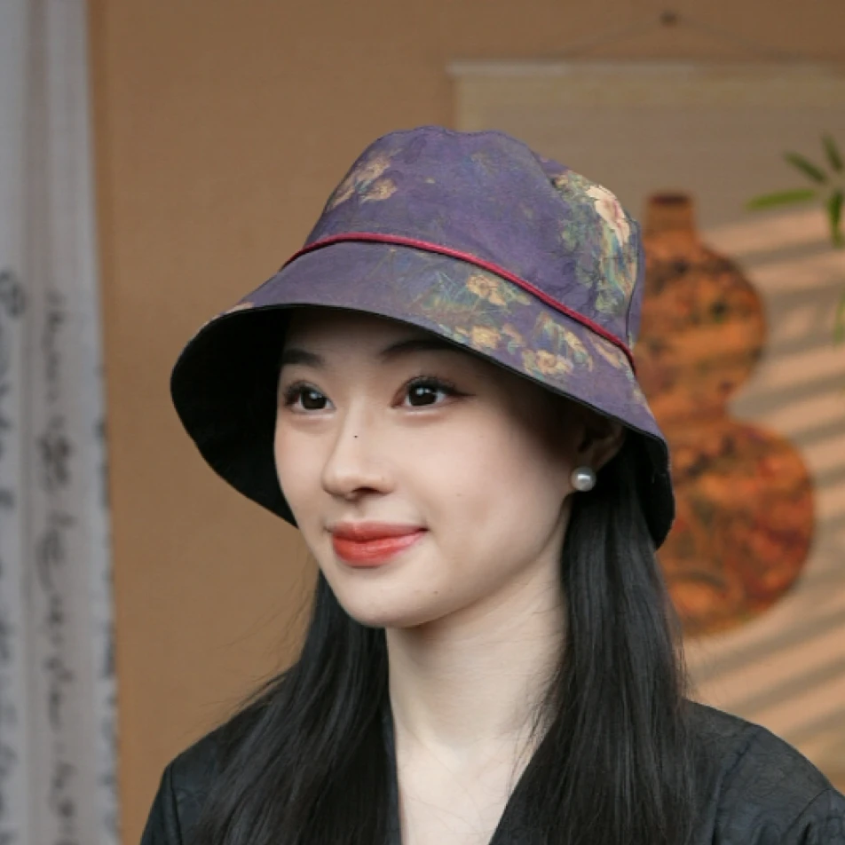 【紫陌花笺 帽】高端双面新款防晒可调节头围防风旅游镂空百搭女士