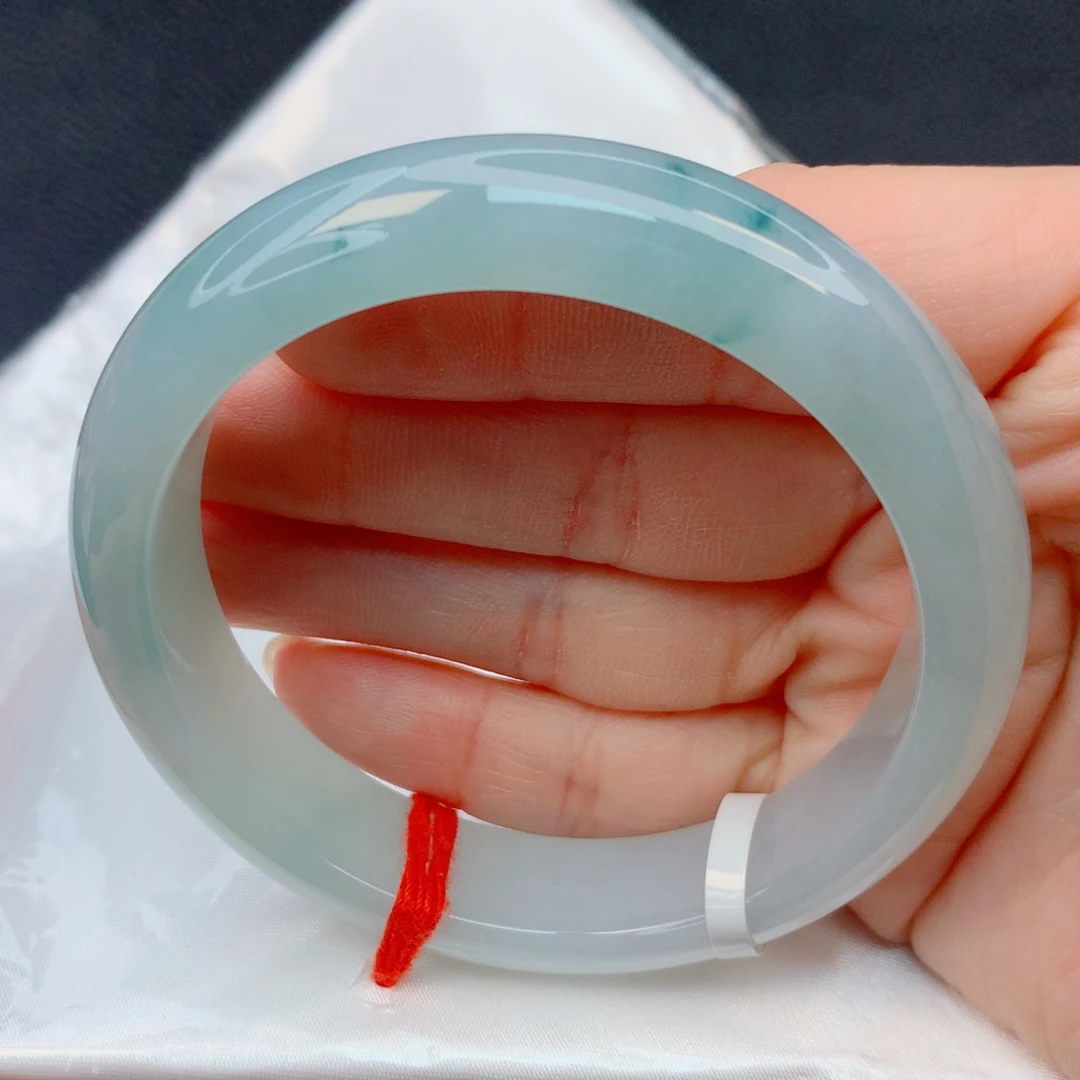 翡翠未镶嵌手镯54-55冰胶飘花