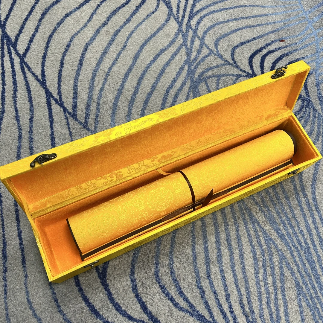 齐振家手绘【千里江山】600X50cm手卷送锦缎礼盒收藏送礼作品