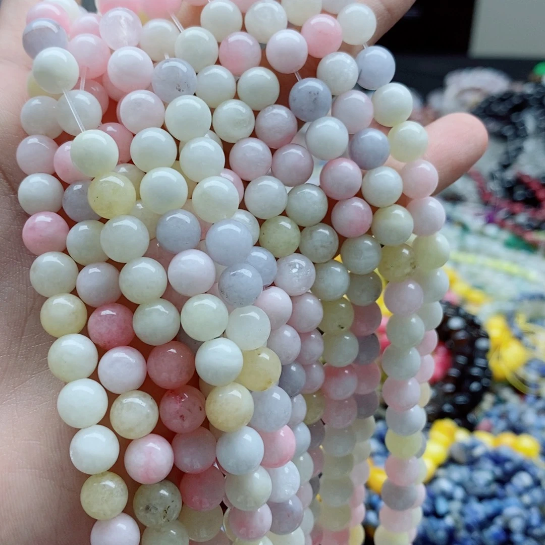 玛瑙/玉髓未镶嵌珠宝半成品一条天然8mm马卡龙玉髓圆珠