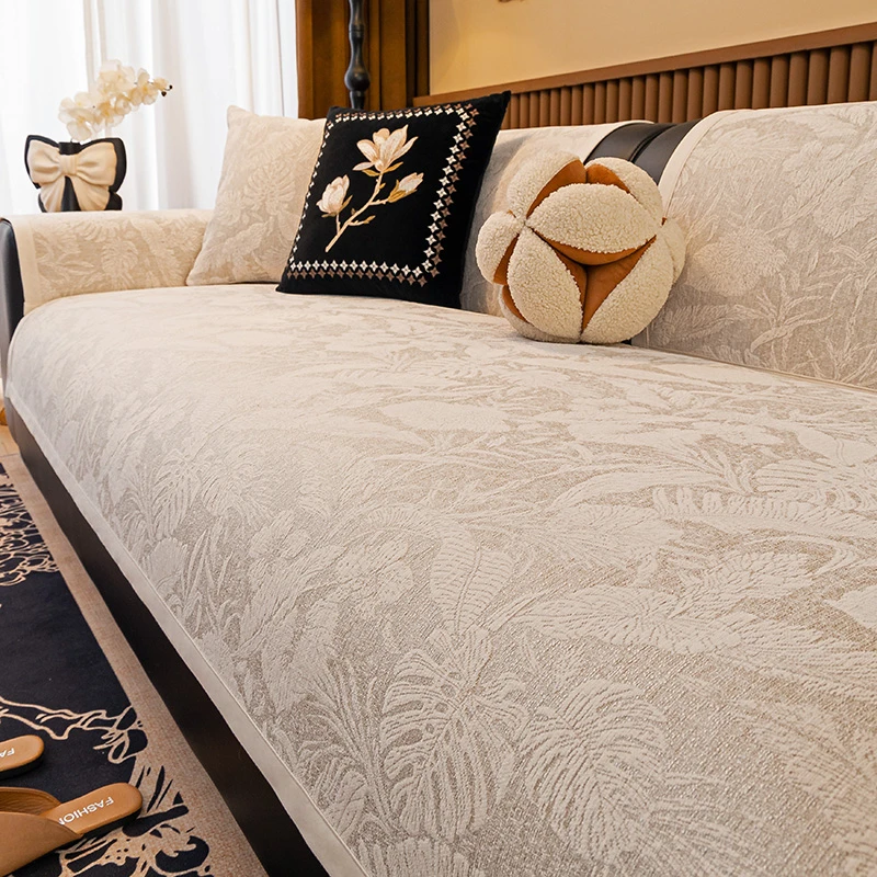 轻奢高级感沙发垫新款四季通用防滑盖布真皮沙发套罩靠背扶手坐垫