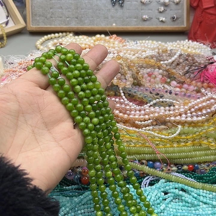 玛瑙/玉髓珠宝半成品未镶嵌一条6mm橄榄石