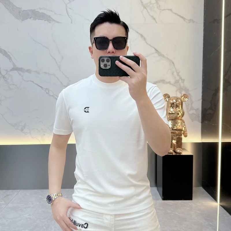 BX重工.高端男士刺绣圆领短袖修身时尚简约帅百搭潮t2025夏季新款