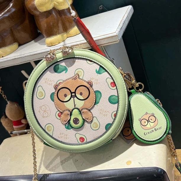 奶油熊春夏新款小熊定制清新牛油果绿百搭小众单肩斜挎包