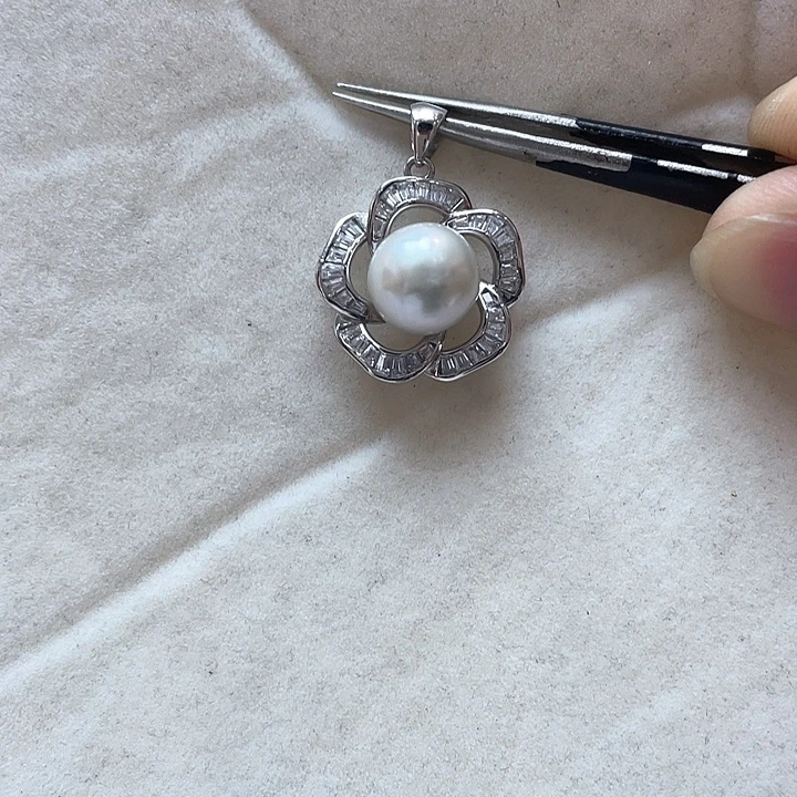 海水珍珠吊坠(不含链)银S925镶嵌