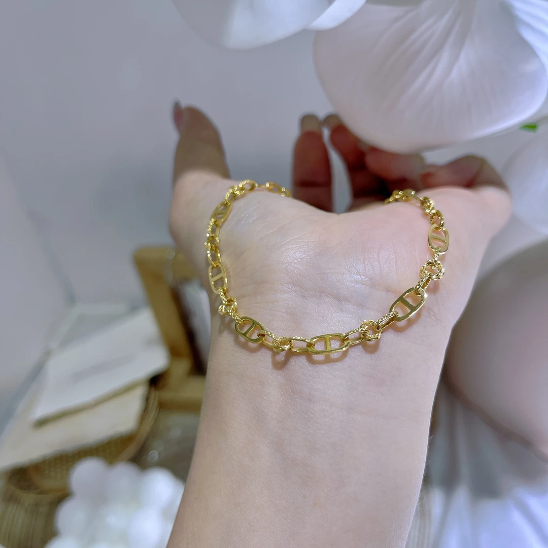 5G工艺足金999优雅气质满圈猪鼻黄金手链（不退不换，介意勿拍）