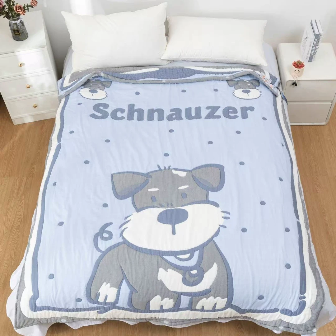 【蓝狗薄】150*200cm全棉纱布泡芙被子面料柔软加厚保暖亲肤