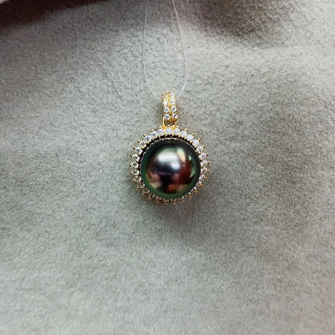 吊坠(不含链)银S925镶嵌海水珍珠9-10