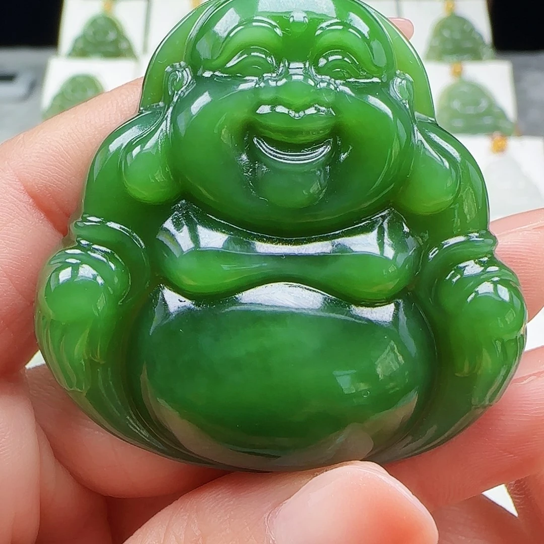 牧***人和田玉足金镶嵌吊坠(赠链)