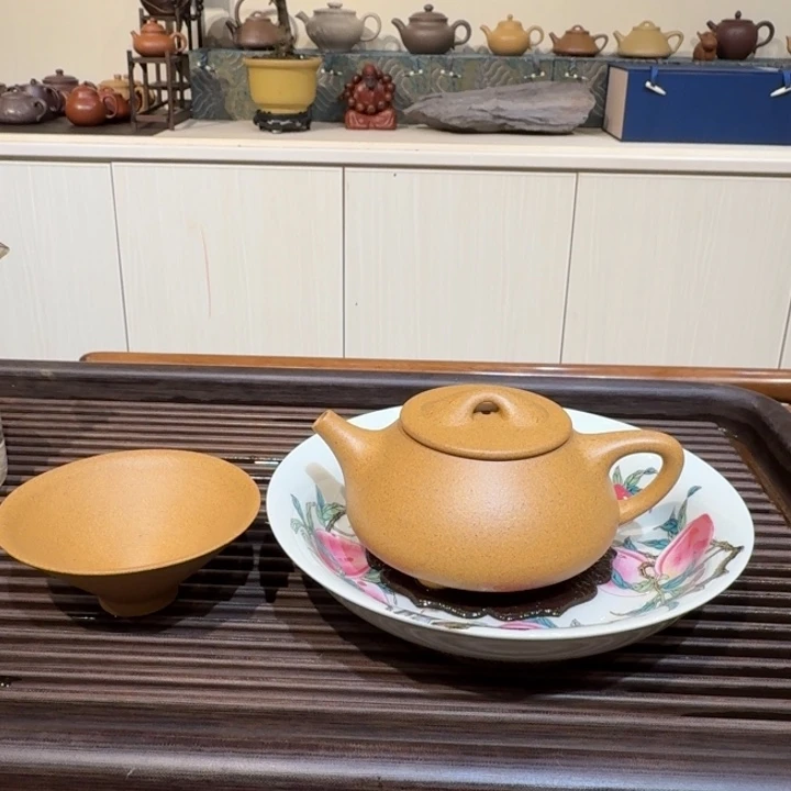 茶壶紫砂景舟石瓢套组宝山黄金段