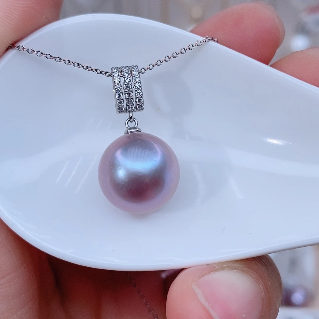 颈饰银S925镶嵌淡水珍珠兰*