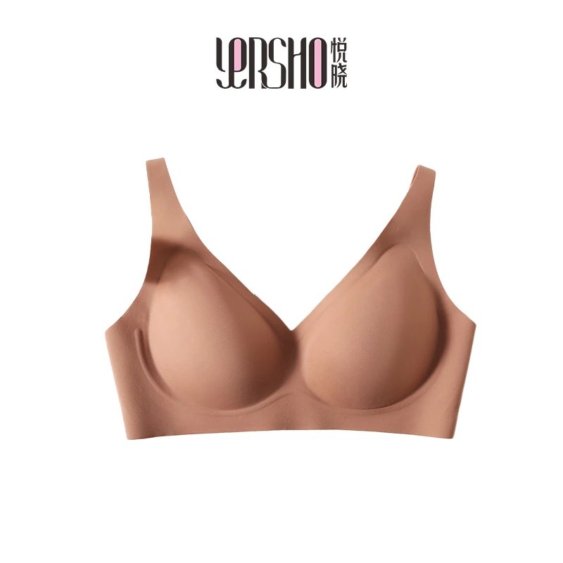悦晓真丝无痕剪裁文胸bar薄款透气夏季舒适女士大胸显小运动 2406