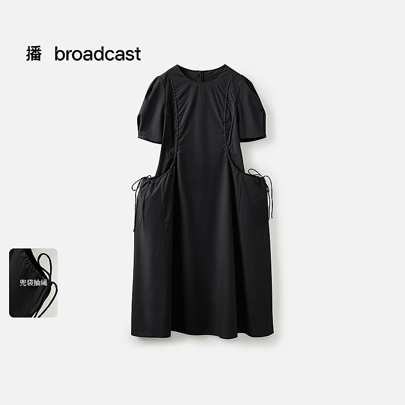 1播broadcast优雅圆领微A版型连衣裙DDS2LD5915