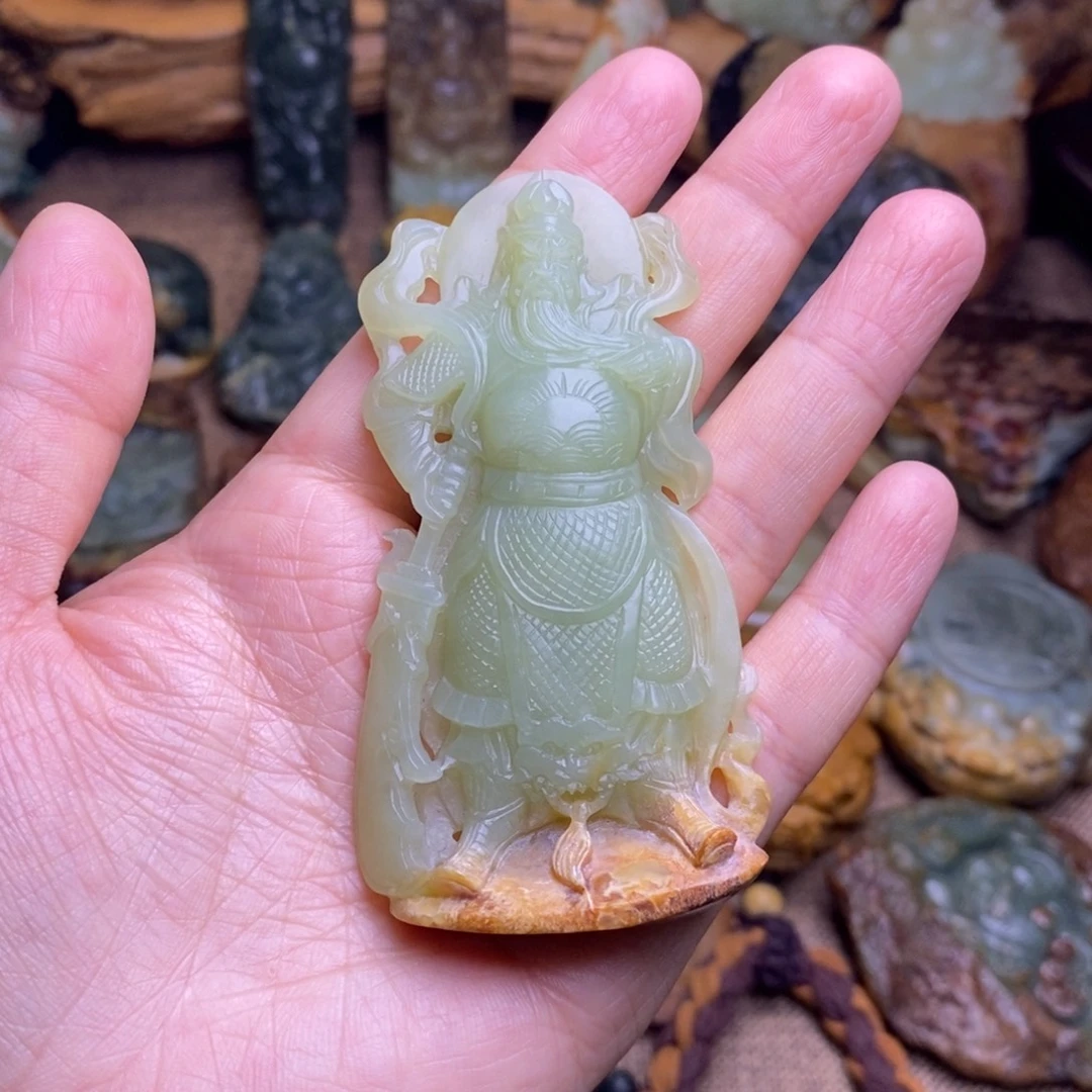 阳***橙岫岩河磨玉（透闪石质玉）未镶嵌挂件