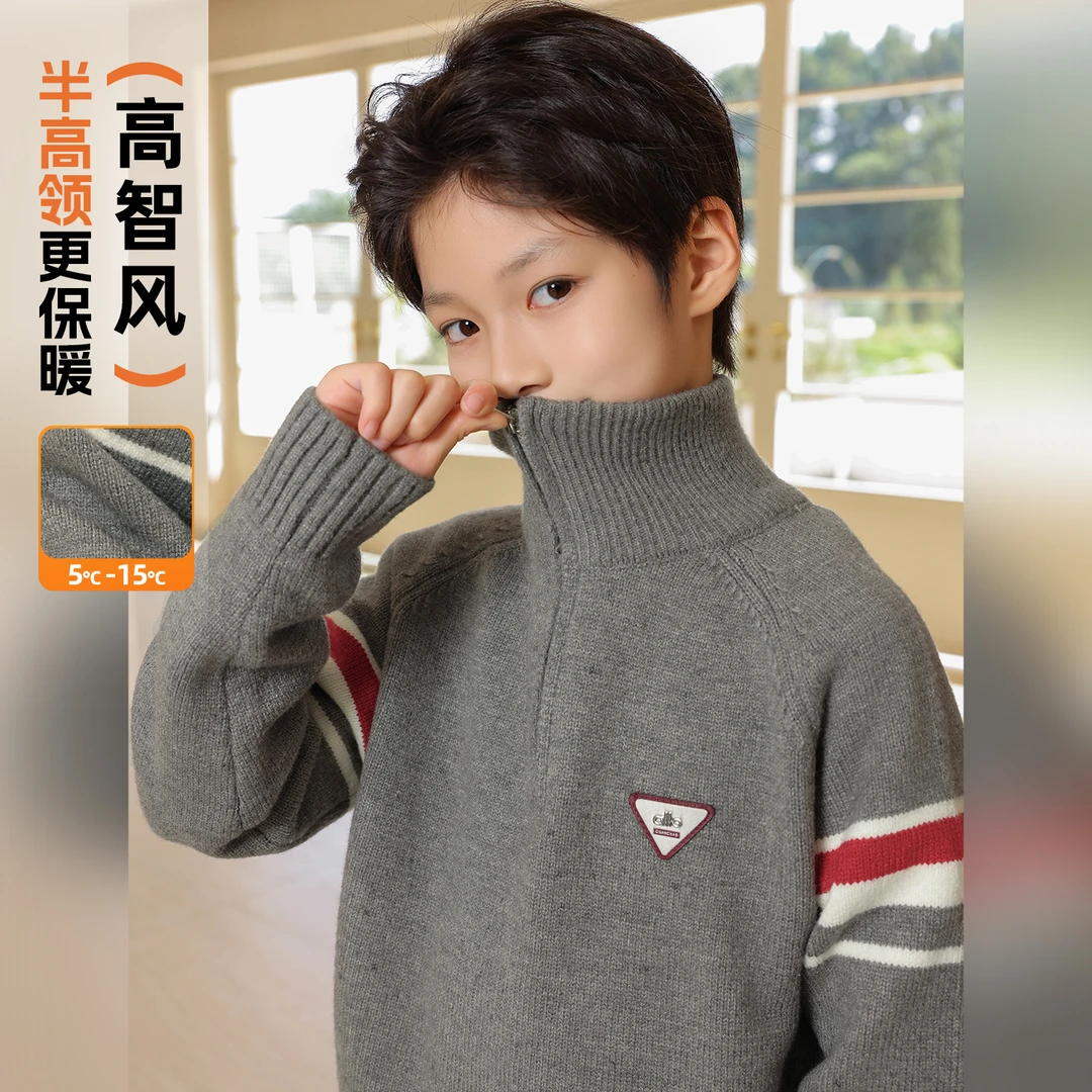 男童毛衣儿童加厚半高领加厚保暖冬季套头韩版毛衫MYW3018