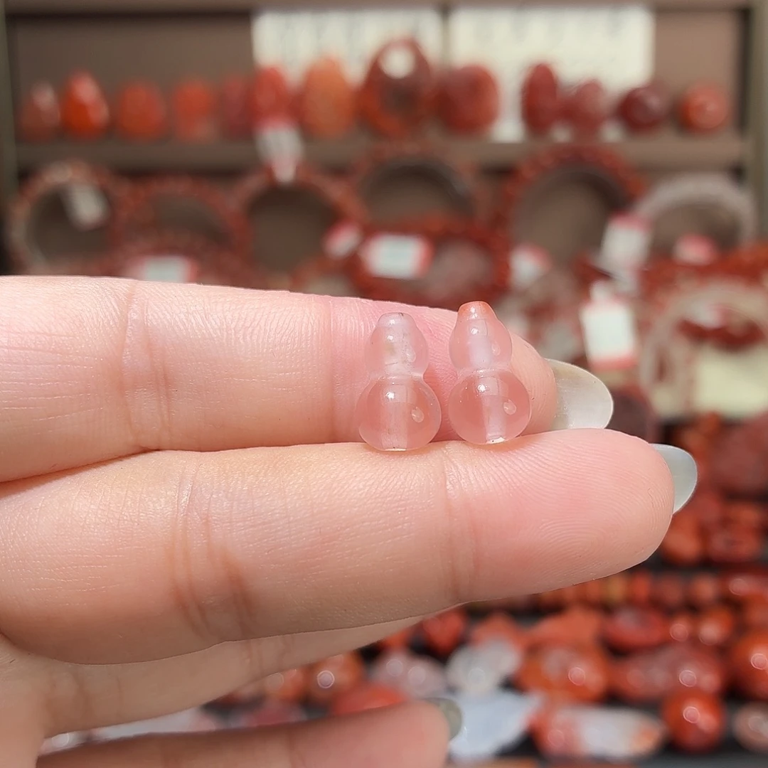 南红玛瑙未镶嵌颈饰7咪➕通孔葫芦一对