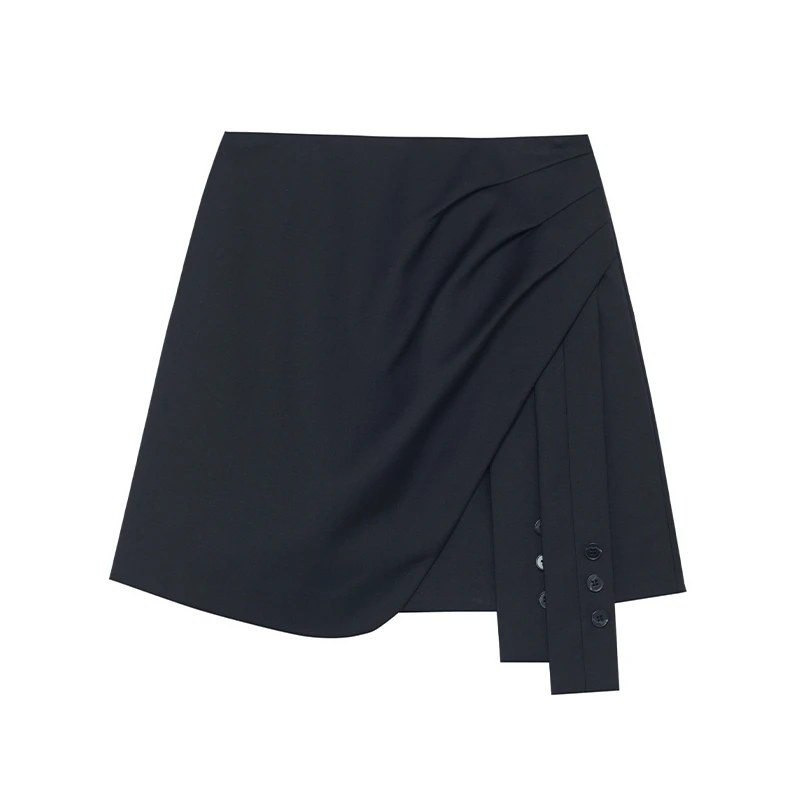 【黄蓉推荐】商场同款新品前片叠褶不对称设计短裙N171A31125