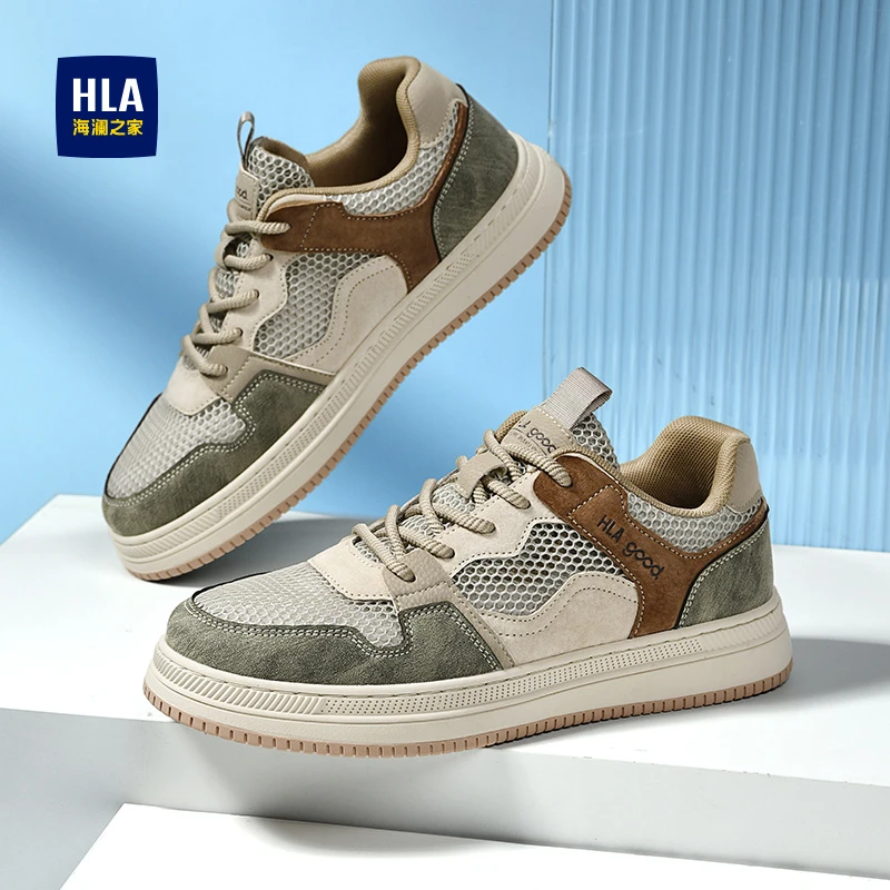 HLA/海澜之家新款男鞋网面秋冬冬保暖软底板鞋潮流男士复古休闲鞋