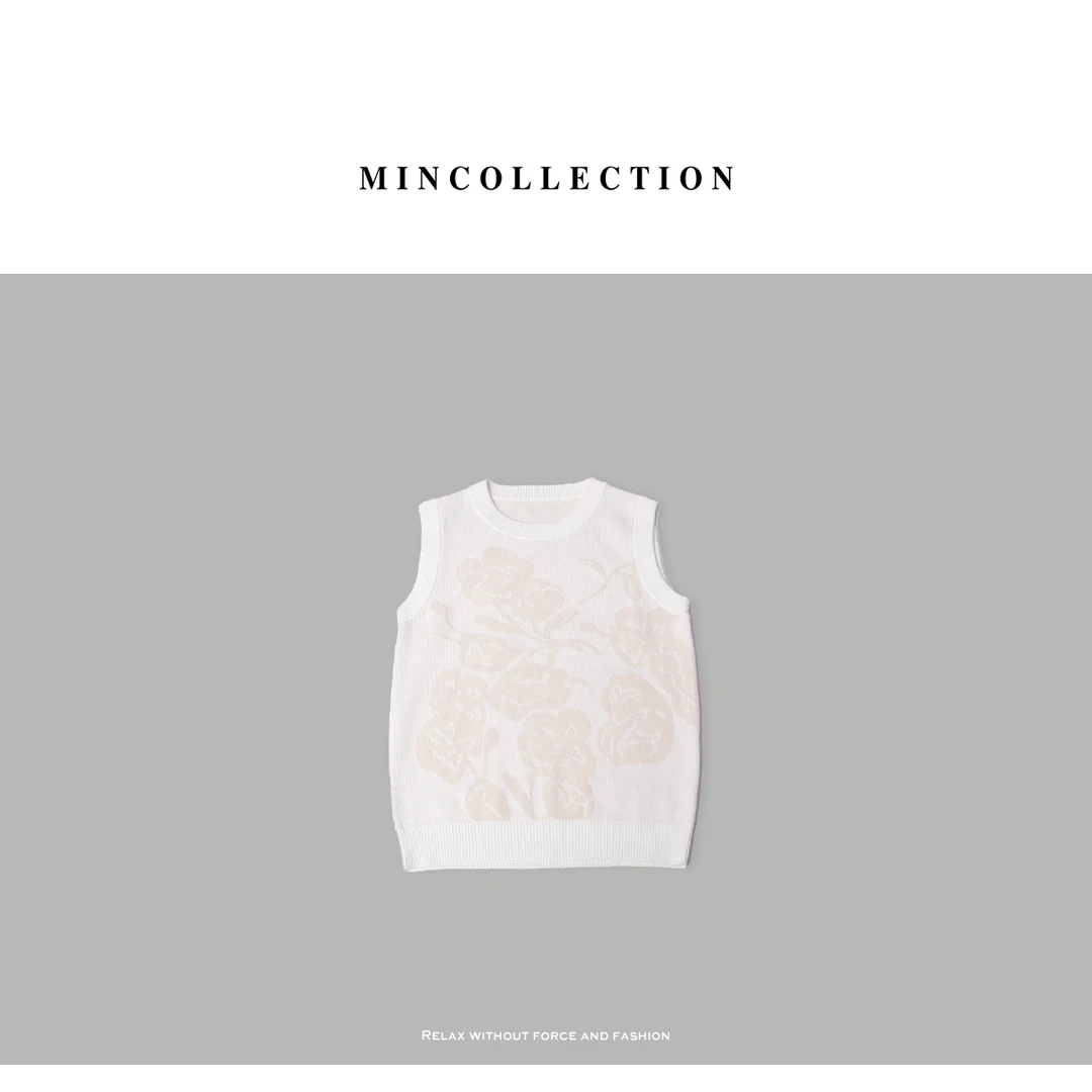 DE Mincollection花卉马甲/定染纱圈圈立体撞色提花针织马甲40245