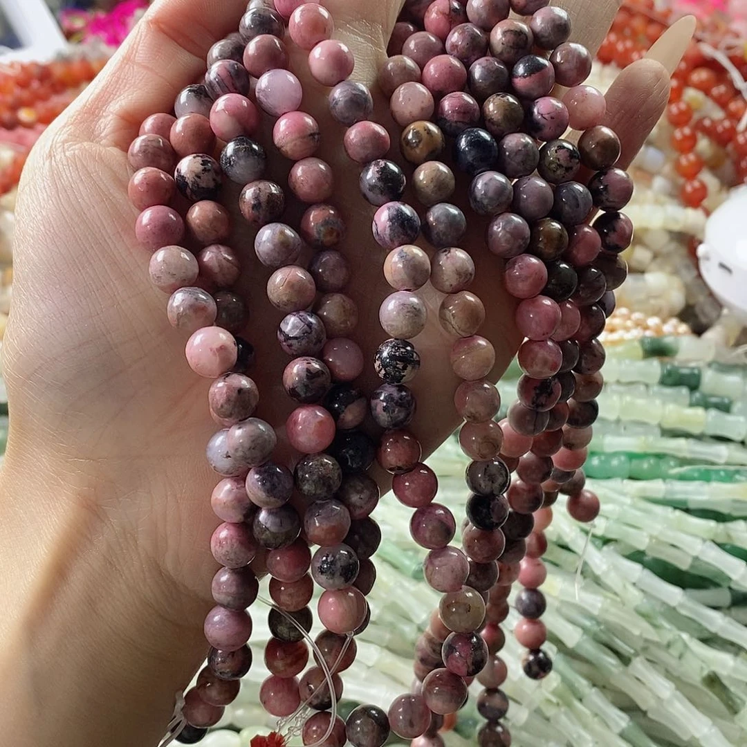 玛瑙/玉髓珠宝半成品未镶嵌天然蔷薇石8mm微瑕