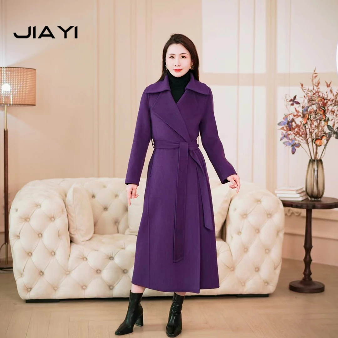 【嘉一】休闲时尚设计款羊绒羊毛双面呢大衣 JYD-2024771