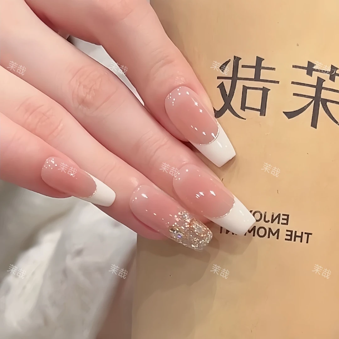 茉哉W77【南法假日】纯手工定制美甲拆卸穿戴甲A4373