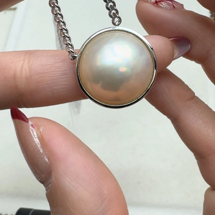 拼合珍珠（马贝珠）颈饰银S925镶嵌