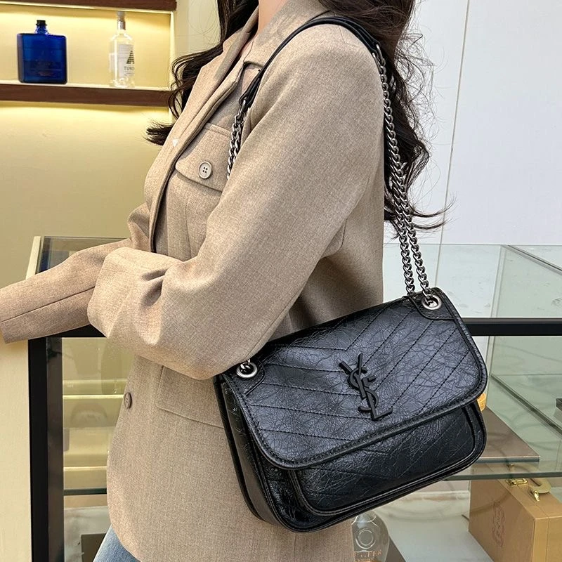 方形单根单肩耐脏斜挎包软包女包韩版链条包小包包