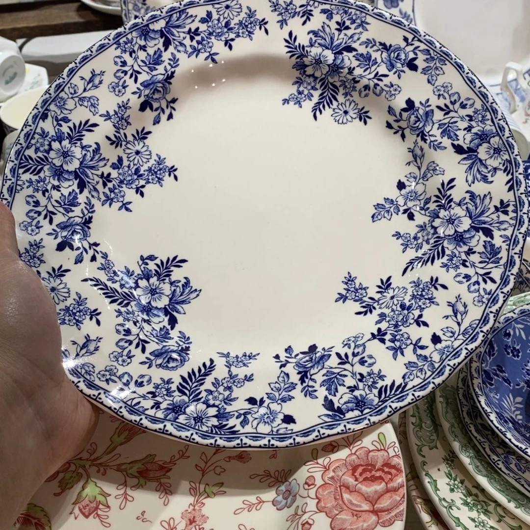 瓷微瑕青花十寸平盘