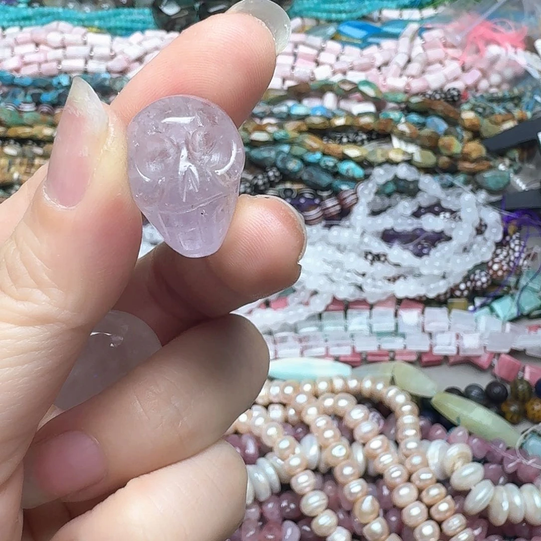 玛瑙/玉髓合金珠宝半成品一颗15x22m紫水骷髅头