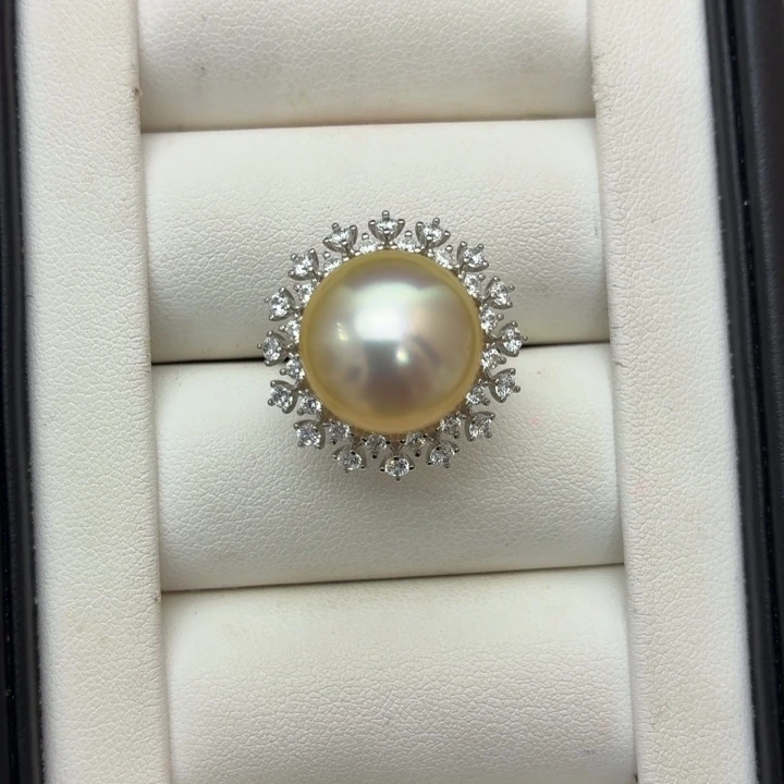 银S925镶嵌戒指海水珍珠